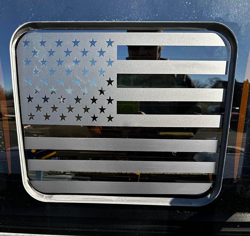 xinghe for 2015-2025 2026 F150 F250 F350 Rear Middle Window American Flag Decal for Truck, Matte Black USA Flag Decal for Truck Back Sliding Window, for Ford Raptor Accessories - Image 2